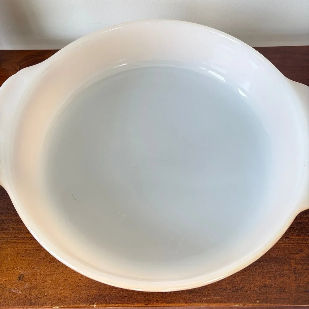 Vintage Fire-King Peach Lustre 450 Round Casserole Dish Milk Glass 8.25in
